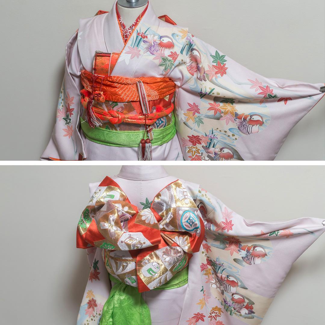 おもち【七五三7歳】正絹・晴着・薄紫グラデ×金駒刺繍 ・鴛鴦流水文様