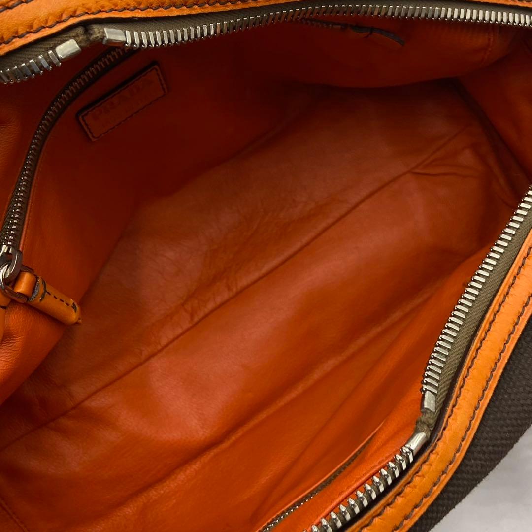 【希少】PRADA ハンドバッグ 三角ロゴプレート y2k オレンジ レザー