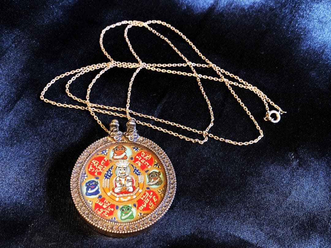 手描き曼荼羅 彫金トップ 】チベット骨董 19~20世紀前期