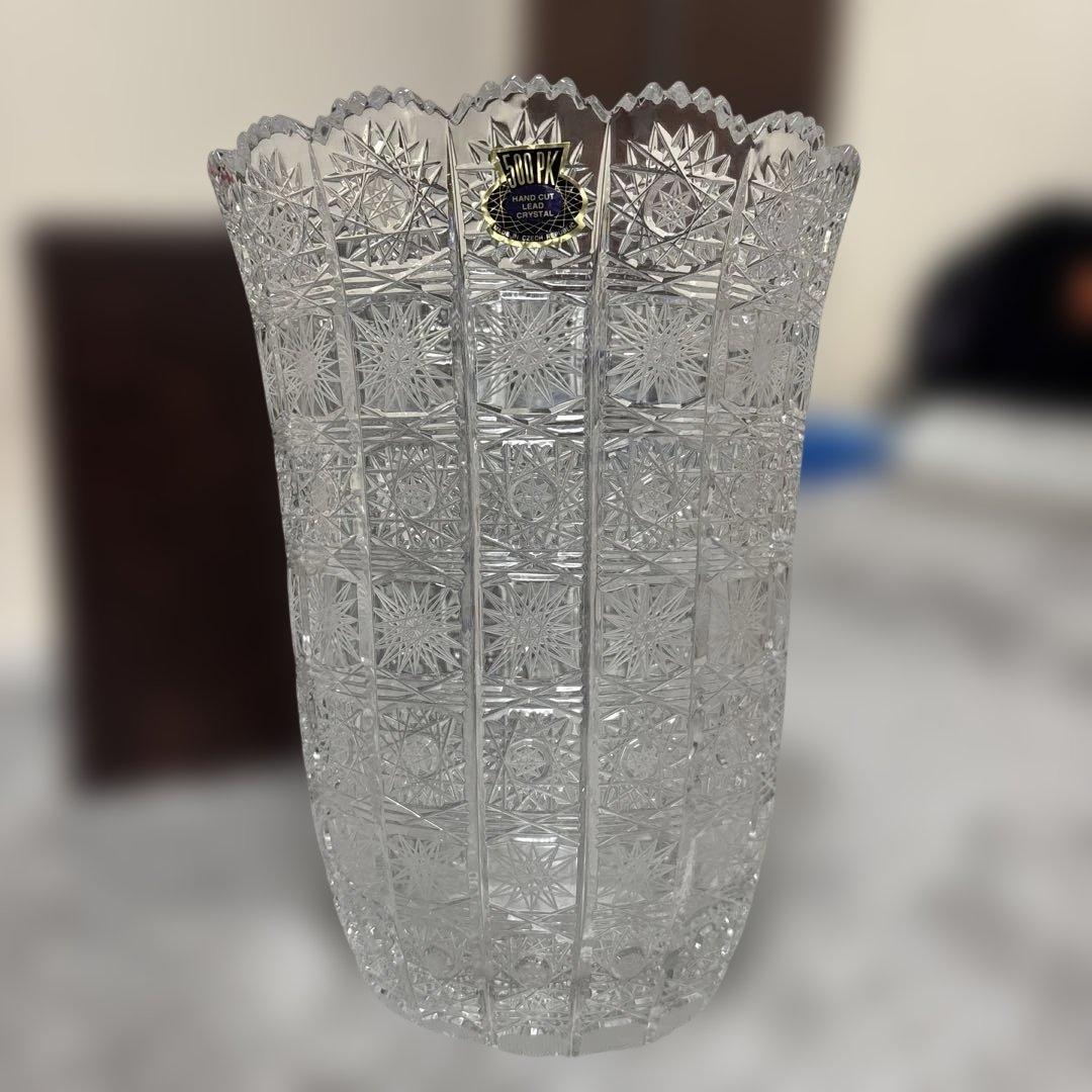 ボヘミア 500PK ハンドカット フラワーベース 花瓶 チェコ製 - メルカリ