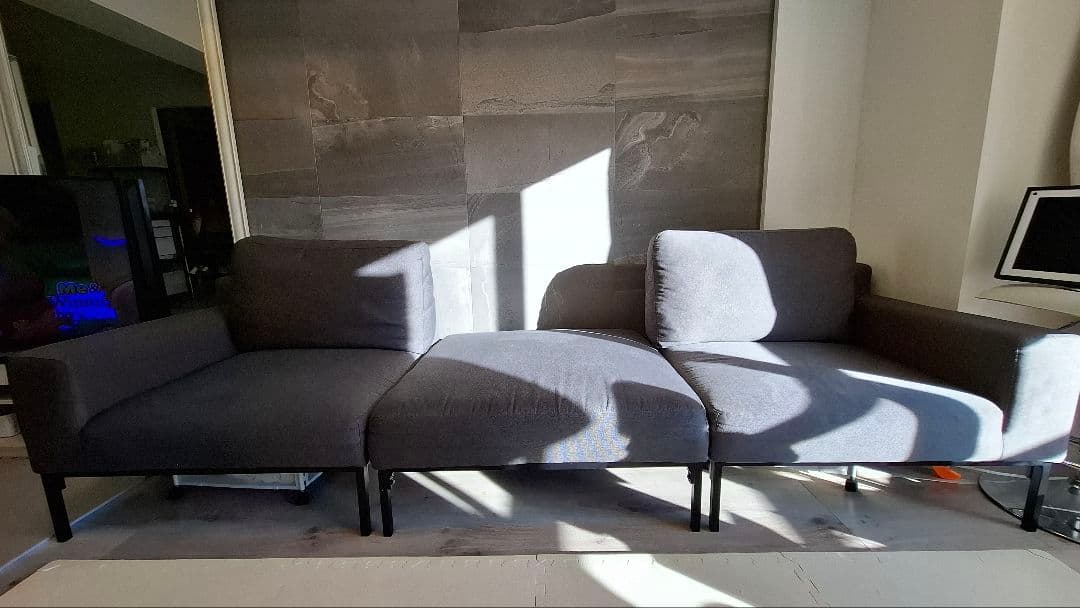 グレー ファブリック　カウチ ソファセット