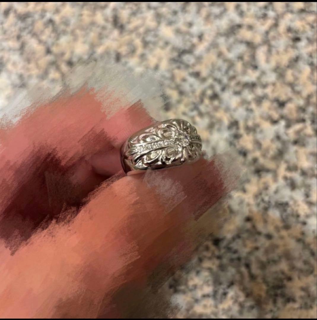 Chrom heartsフローラルクロスリング