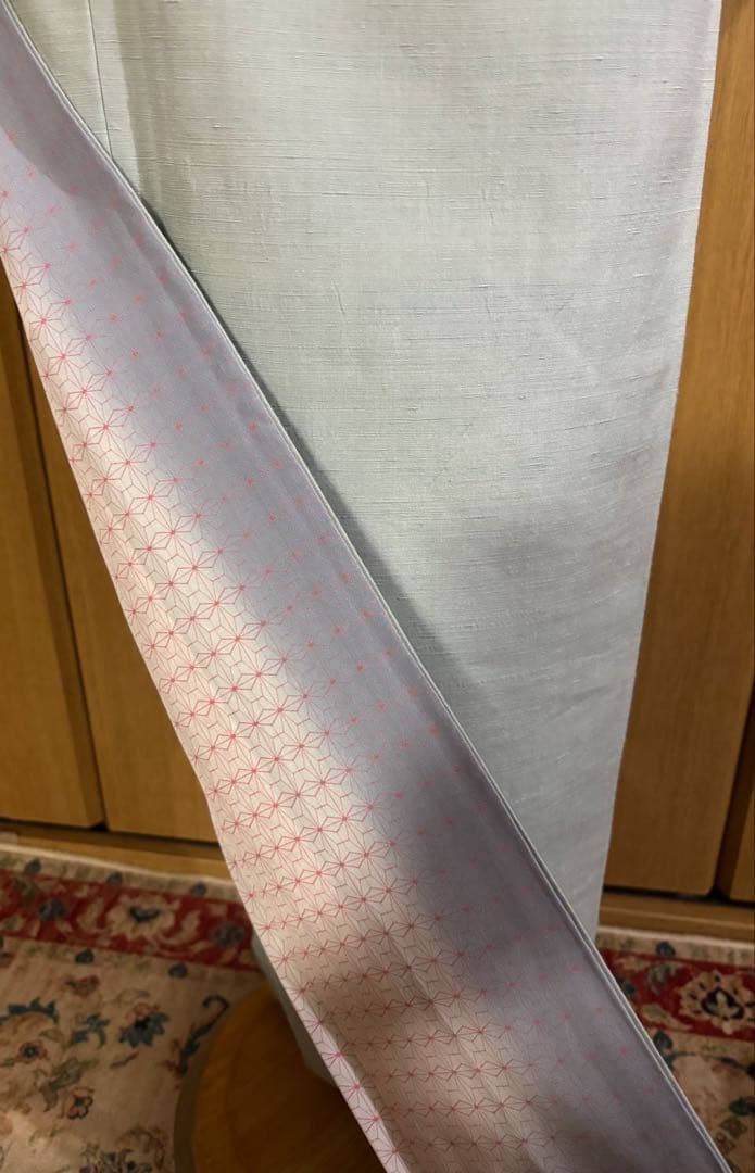 正絹袷 紅花紬調 未使用しつけ糸付き 無地 お洒落八掛 トール裄長