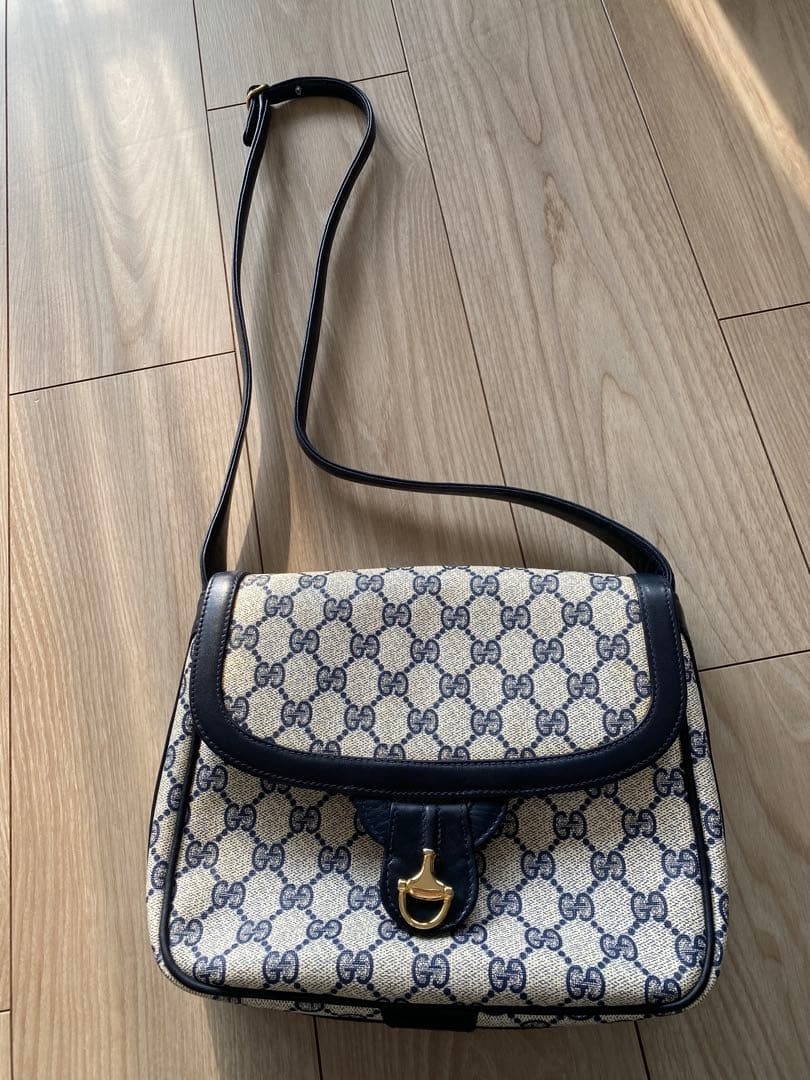 GUCCI GGパターン ショルダーバッグ ネイビー/アイボリー