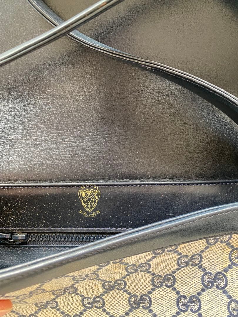 GUCCI GGパターン ショルダーバッグ ネイビー/アイボリー