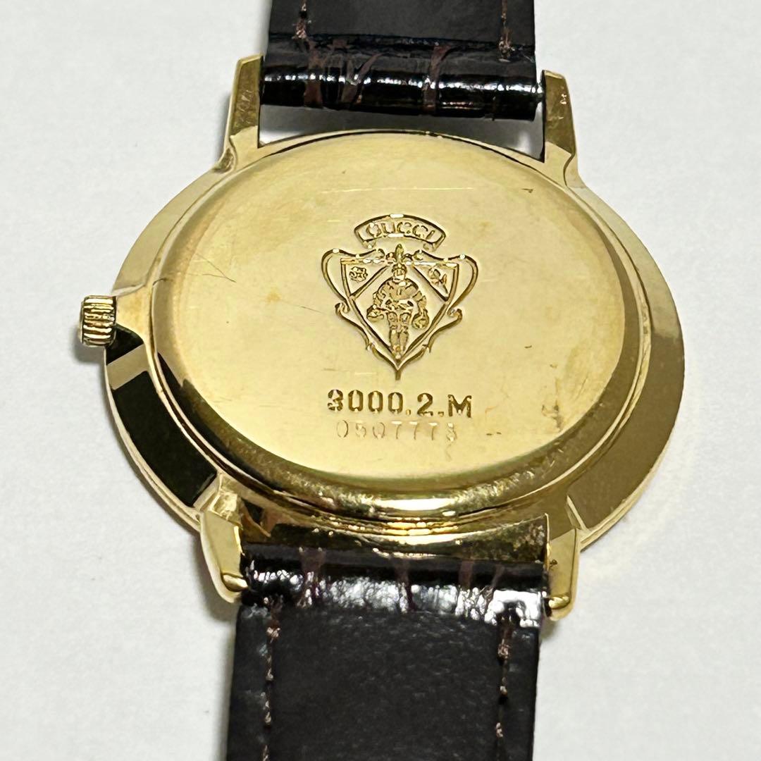 稼働/新品電池/新品ベルト GUCCI グッチ 3000.2.M ゴールド