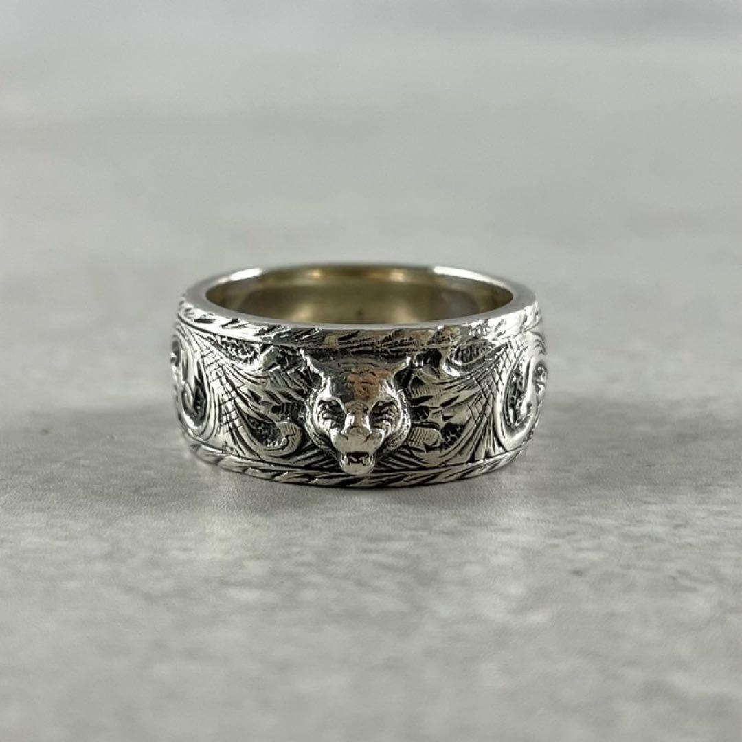 【極美品】GUCCI シルバーリング 23号 キャット インターロッキング