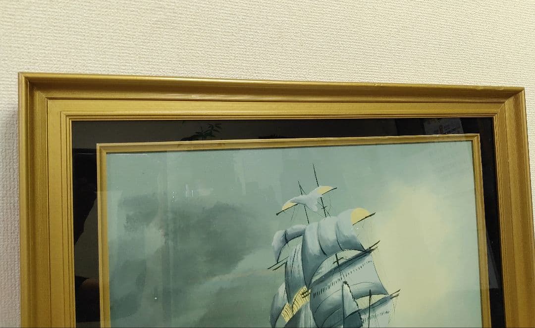 ◇帆船　油絵　肉筆画　銘有り