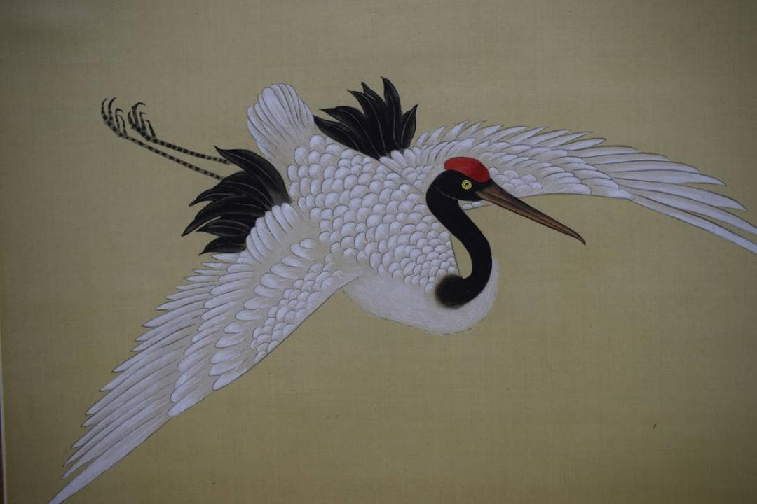 不詳/作者不明/無落款/朝陽/舞鶴図/大幅/布袋屋掛軸HK-112