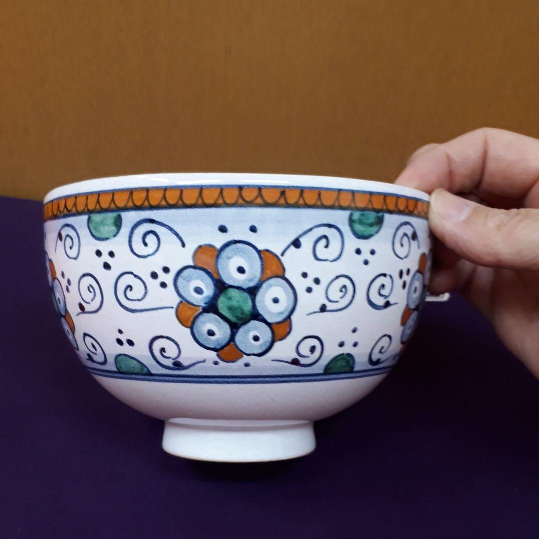 茶道具　茶碗イタリアファエンツァ焼　ペルシャの棕櫚茶碗　ミルタモジリ造