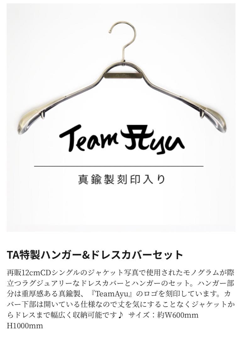 浜崎あゆみ TA特製ハンガー＆ドレスカバー TAアクリルキーホルダーセット