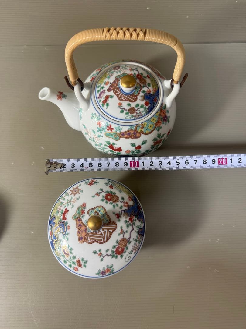 2399 有田焼弥左衛門茶器セット急須1客湯呑蓋付4客金彩