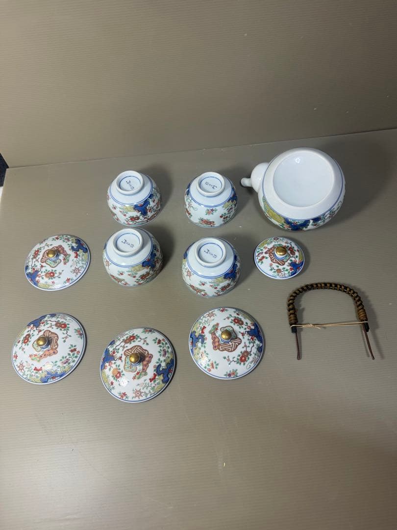 2399 有田焼弥左衛門茶器セット急須1客湯呑蓋付4客金彩