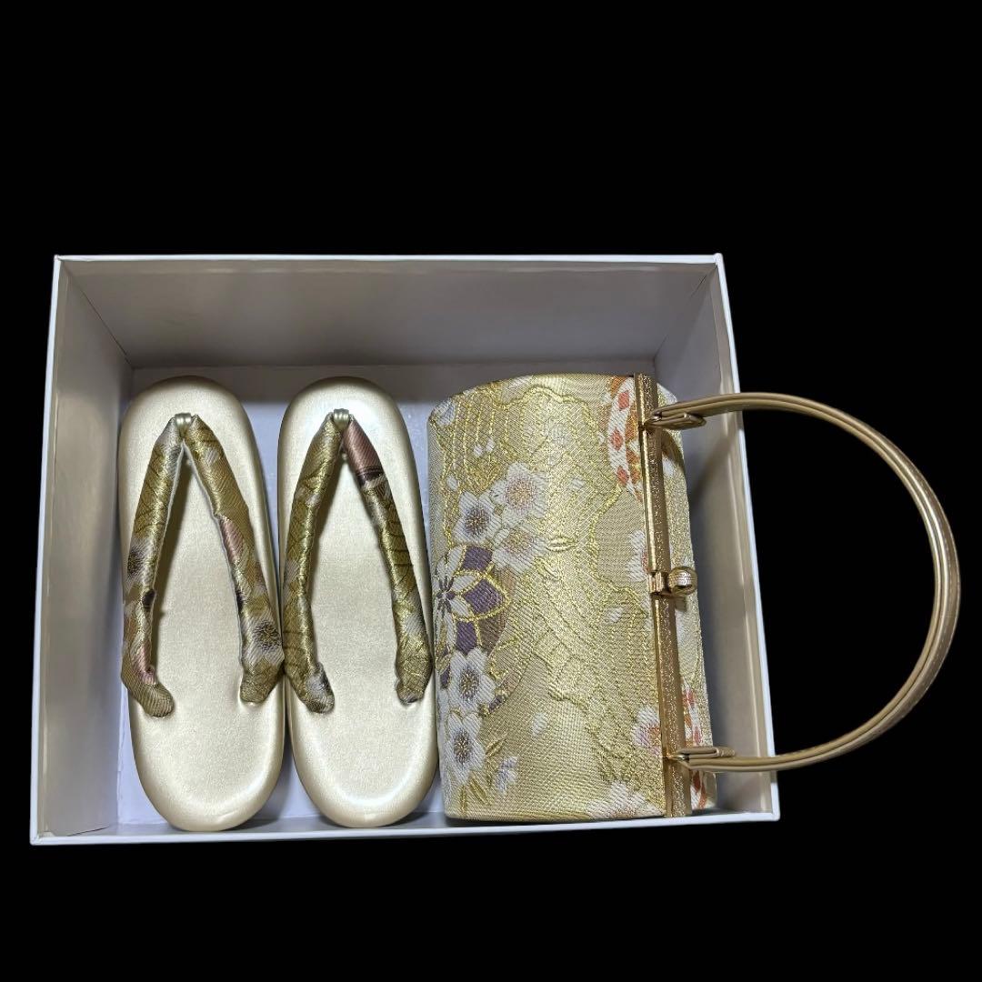 ★和装バッグ★草履セットゴールド 着物 成人式 結婚式 冠婚祭 振袖 卒業式