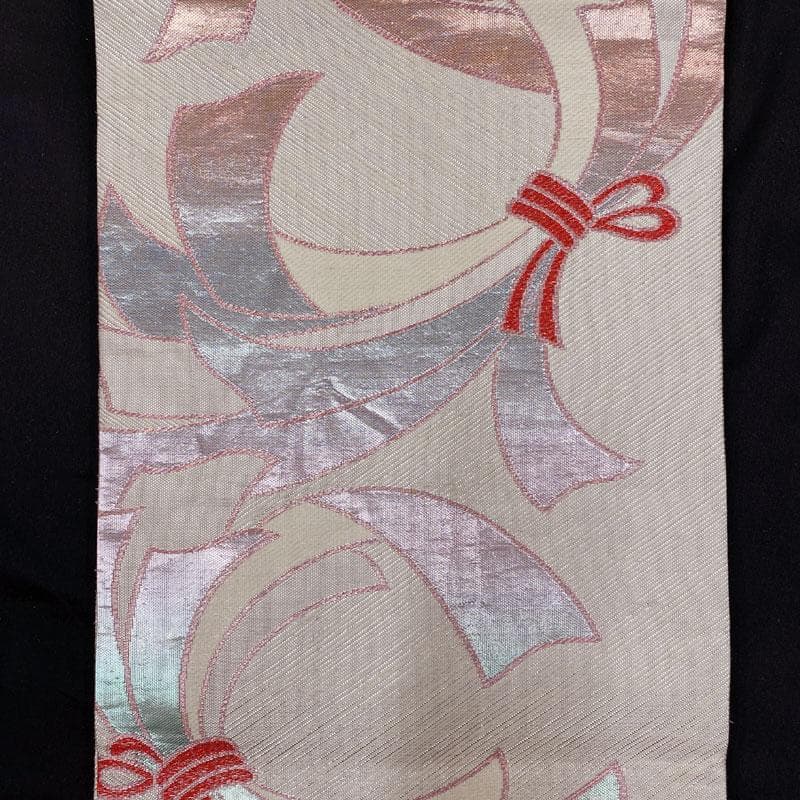 411ag74◎七五三 7歳 全通袋帯 ハーフ成人式 束ね熨斗 銀糸◎良好