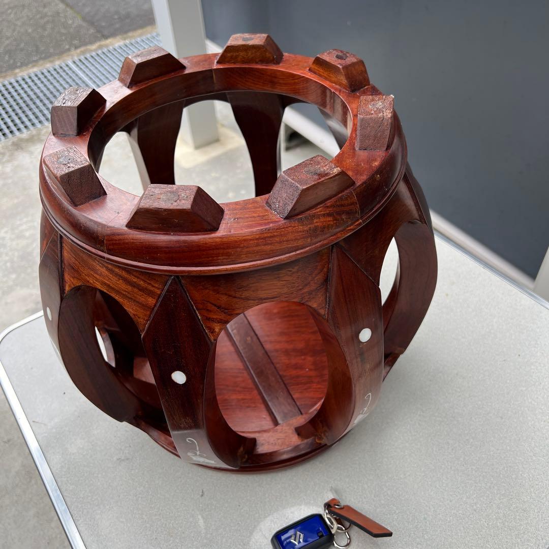 木製 貝細工装飾 丸型座卓 花瓶台 みっちゃん様専用 美術品