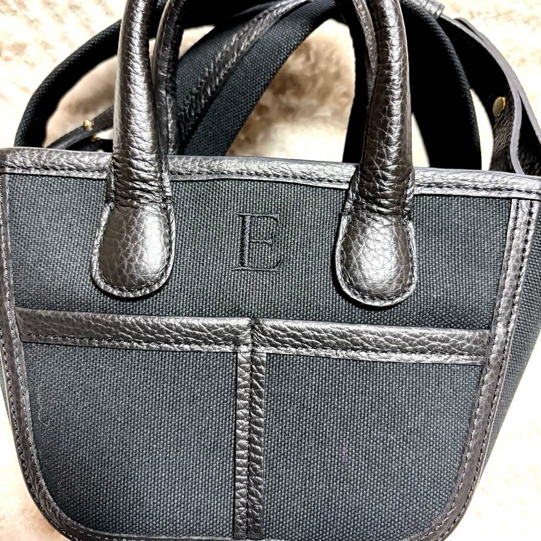 極美品✨Napaブラック キャンバス レザー ショルダーバッグ ハンドバッグ 黒