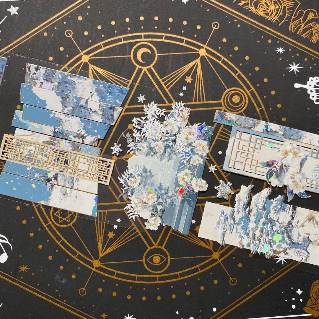 9252】海外 マステ 中古巻 貝殻光マスキングテープ 青い 自然風景 背景