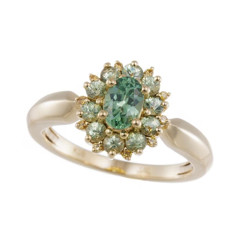 【1ct】K18YG ナミビア産デマントイドガーネット イエローダイヤ リング