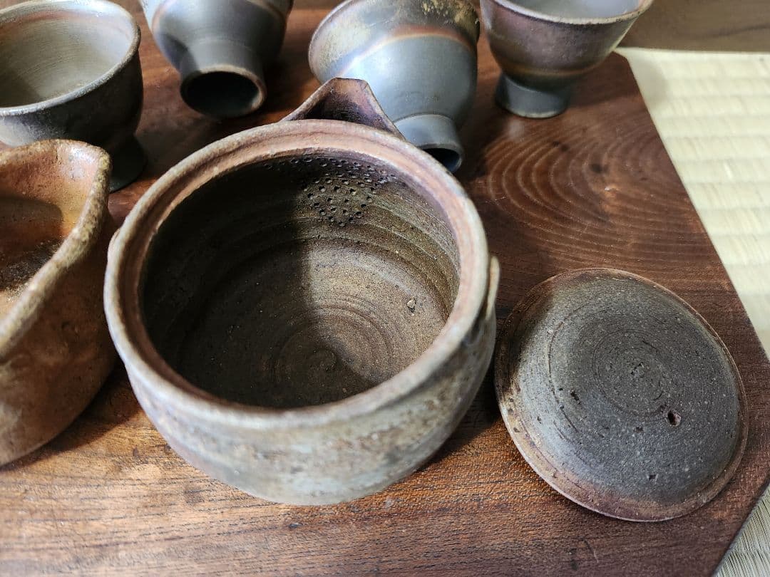 由*麻様 備前焼　宝瓶　蓋摘 及び 湯冷まし縁 亀 茶器　揃