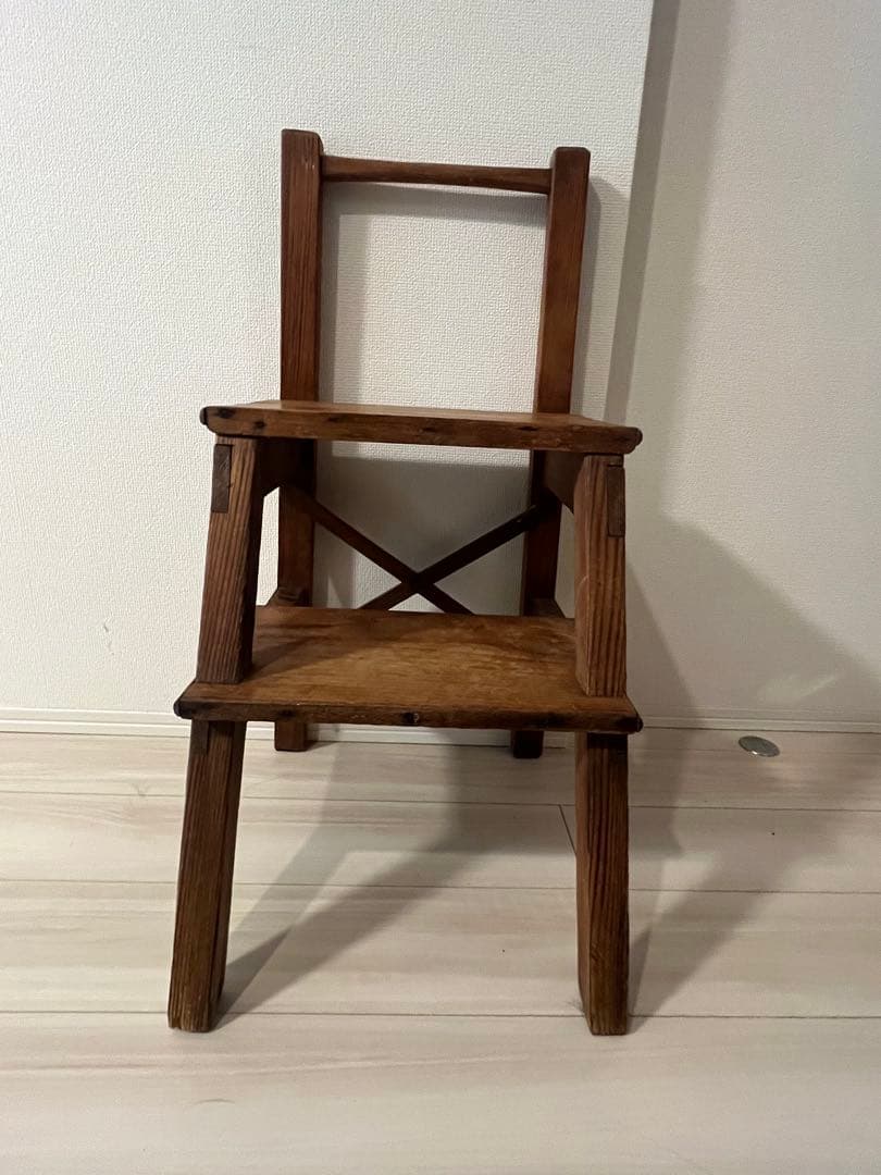 最終価格 1月末まで イギリスアンティーク 木製二段式チェア ブラウン