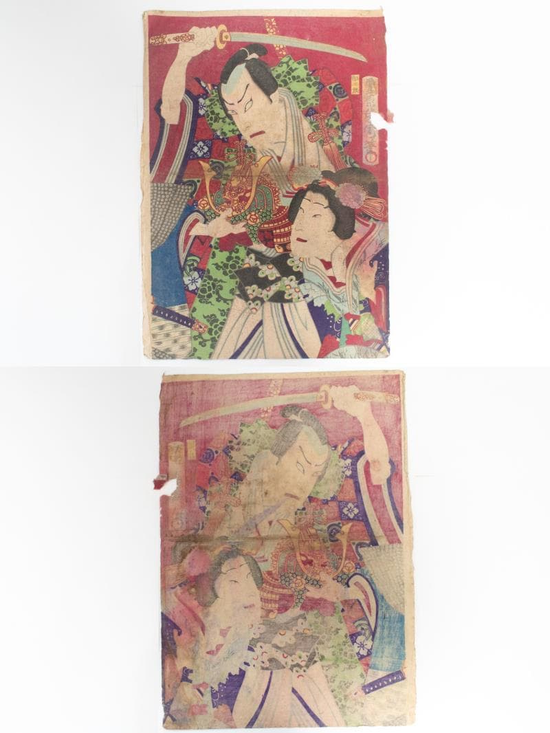 M▽豊原国周 尾上菊五郎 坂東彦三郎 中村芝翫 木版画 浮世絵 錦絵 (