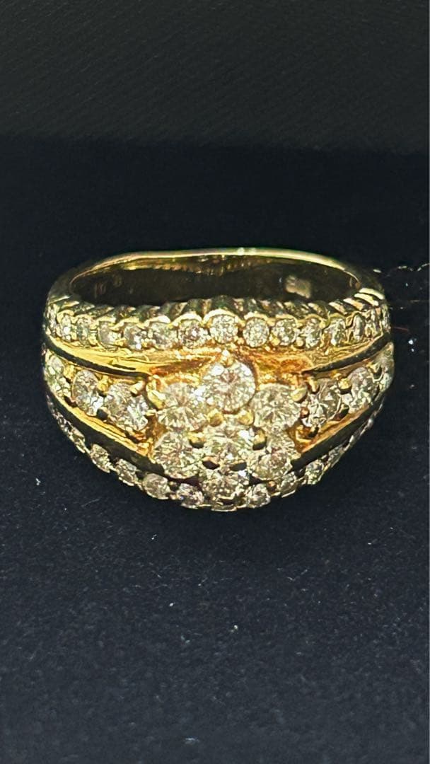 専用♡豪華 1ct フラワーモチーフ K18 天然ダイヤモンド ピンキーリング