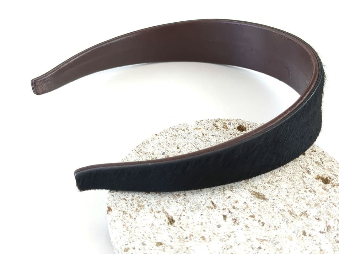 COACH*ブラックハラコ　カチューシャ*ヘアバンド幅広