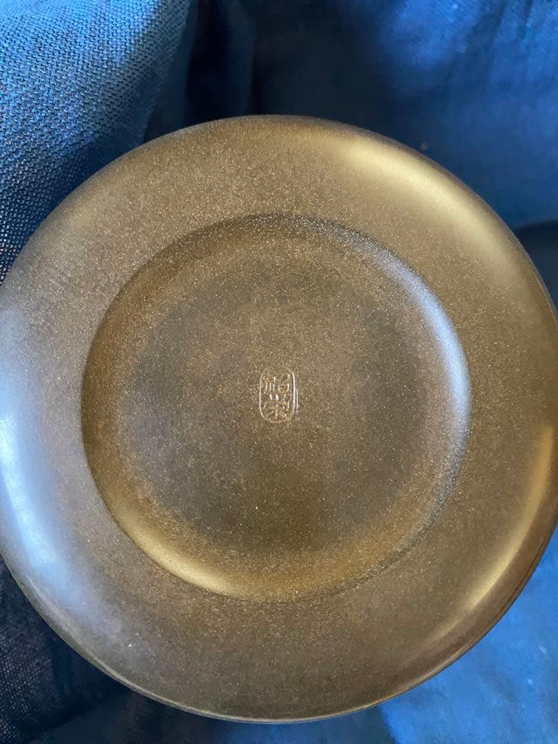 砂張銅　棒先　建水　鋳師　金森紹栄氏作　共箱入