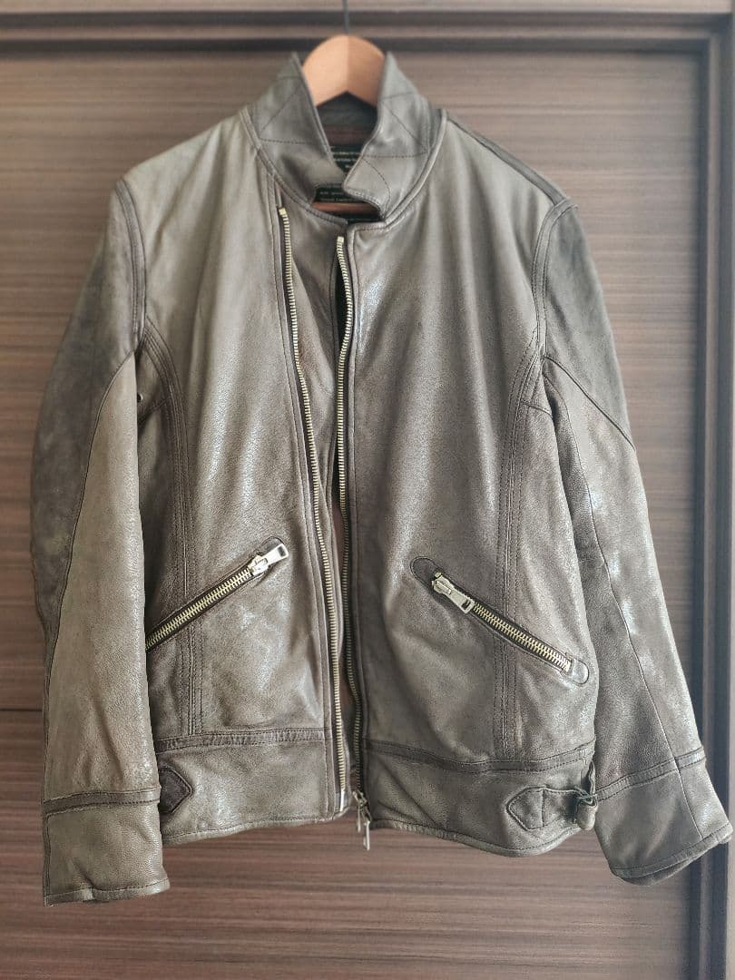 10月末までの限定値下 12000→9800ゴートレザーライダース グレー