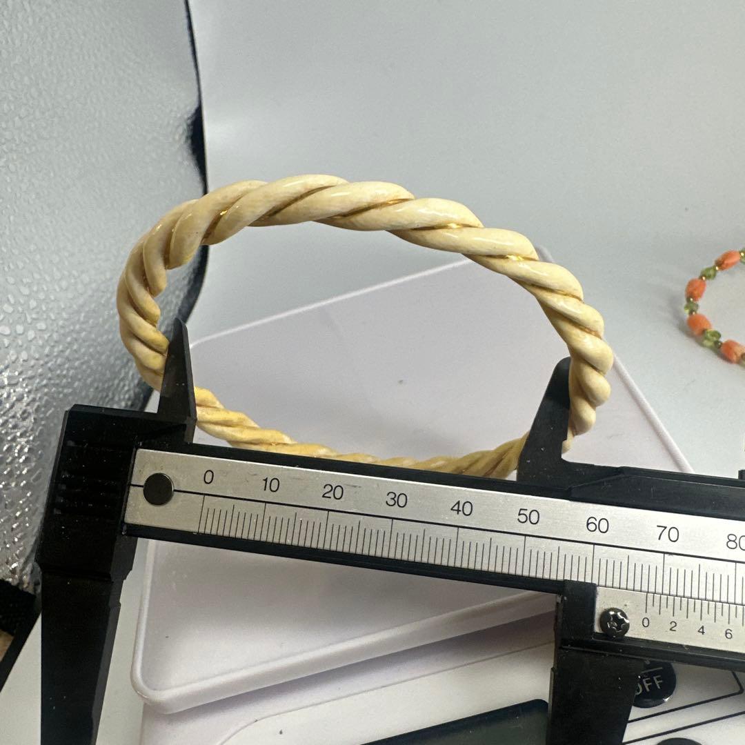 14K 585 サンゴ　珊瑚　天然材質　ぞうげ風　ネックレス　ブレスレット