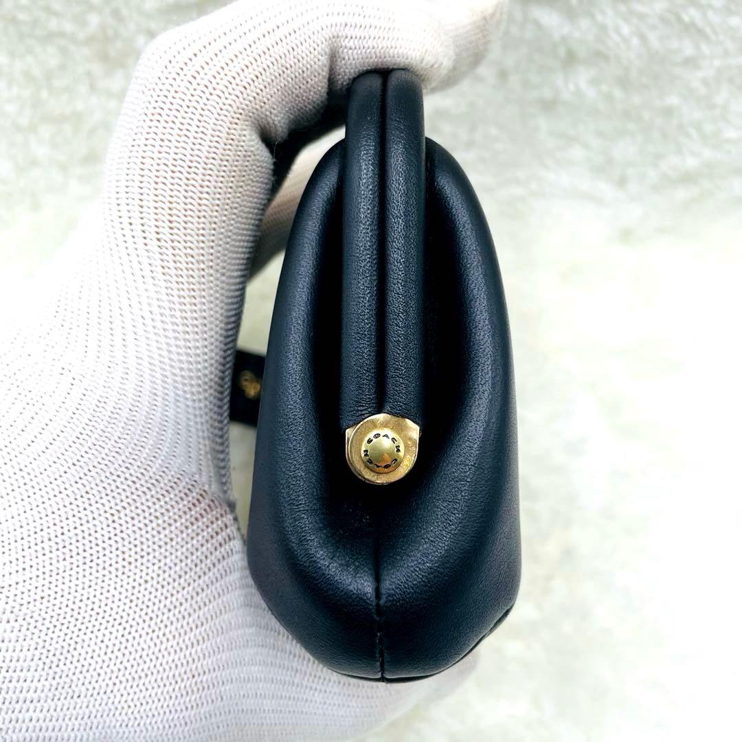 美品 希少 コーチ キスロック がま口 ケース ブラック レザー ゴールド