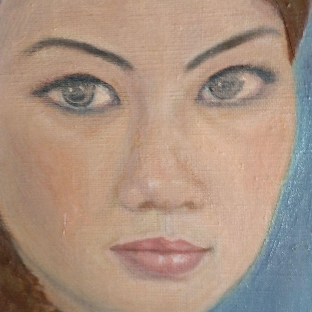 油彩画：神戸中華街の女性 F6号