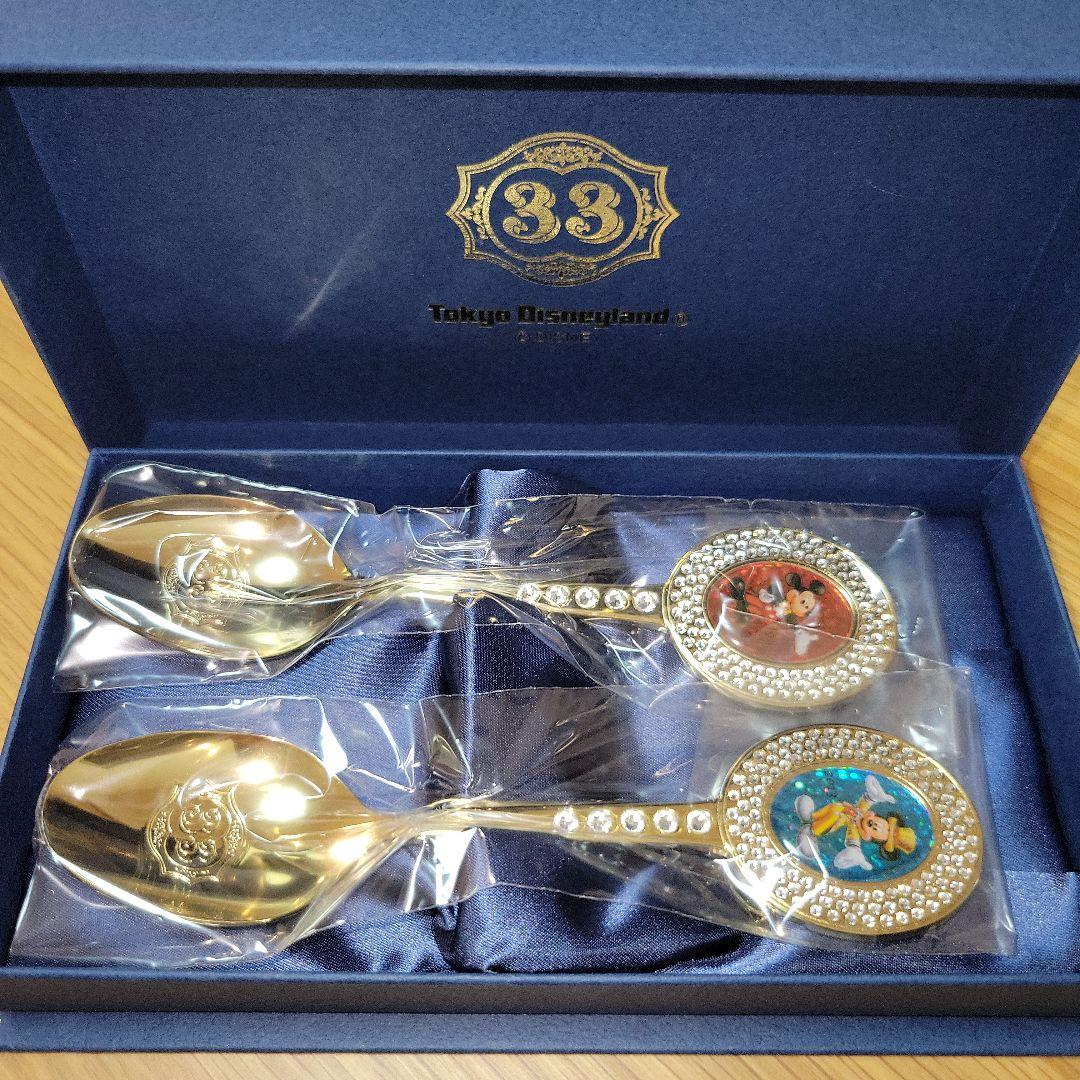 新品未使用】ディズニーランドCLUB33 30周年限定ペアスプーン ゴールド