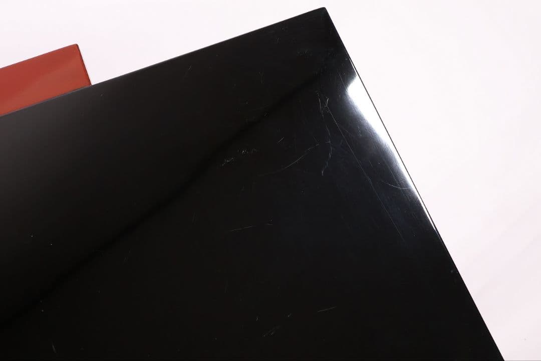 漆芸 二段卓 黒塗 うるみ塗 木製 錫覆輪 54.2cm 花台 古道具【MB58