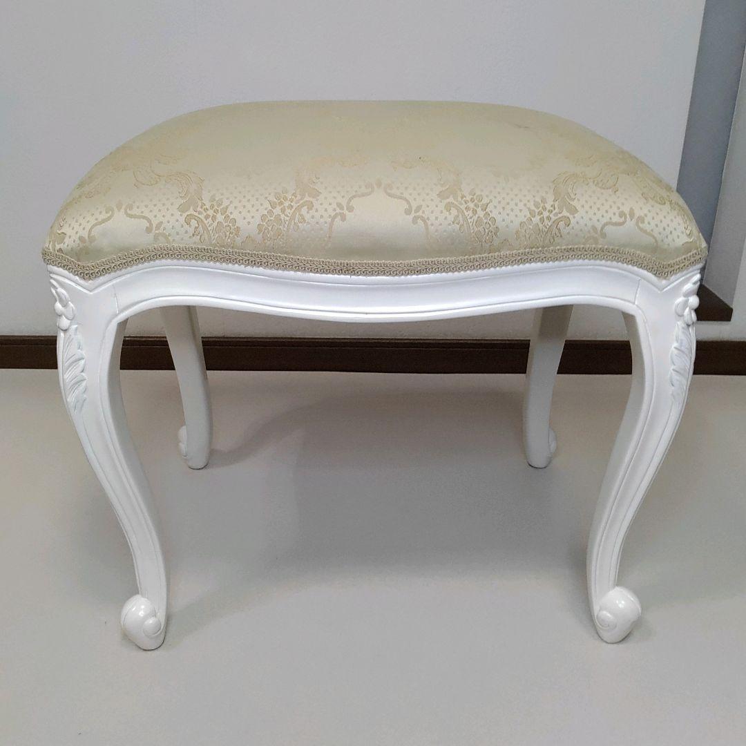 ホワイト 猫脚スツール ロココ調 アンティーク