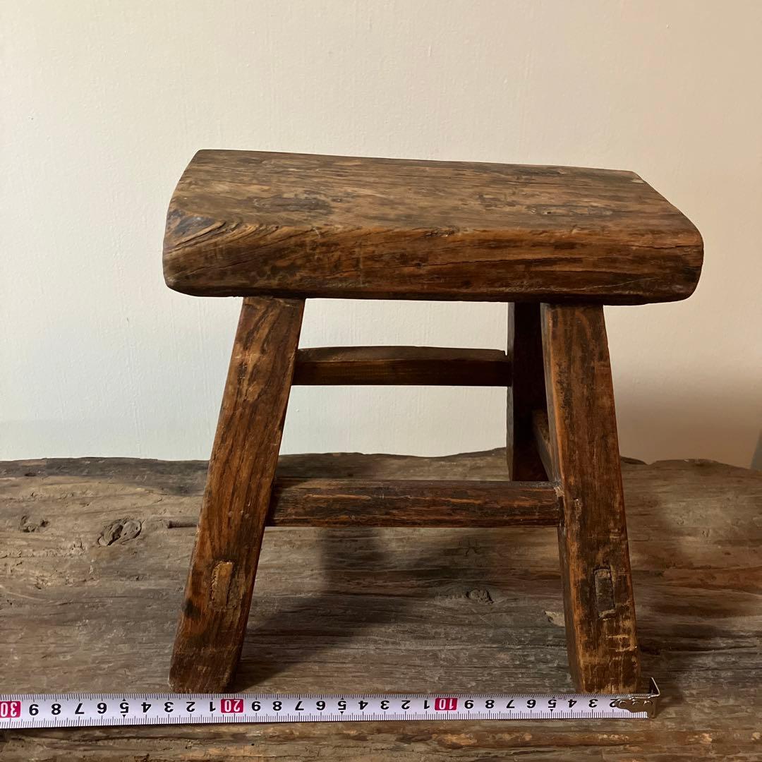 朝鮮 李朝 中国 その2 木製小さな踏み台 肘掛 花台 スツール 古民具 骨董