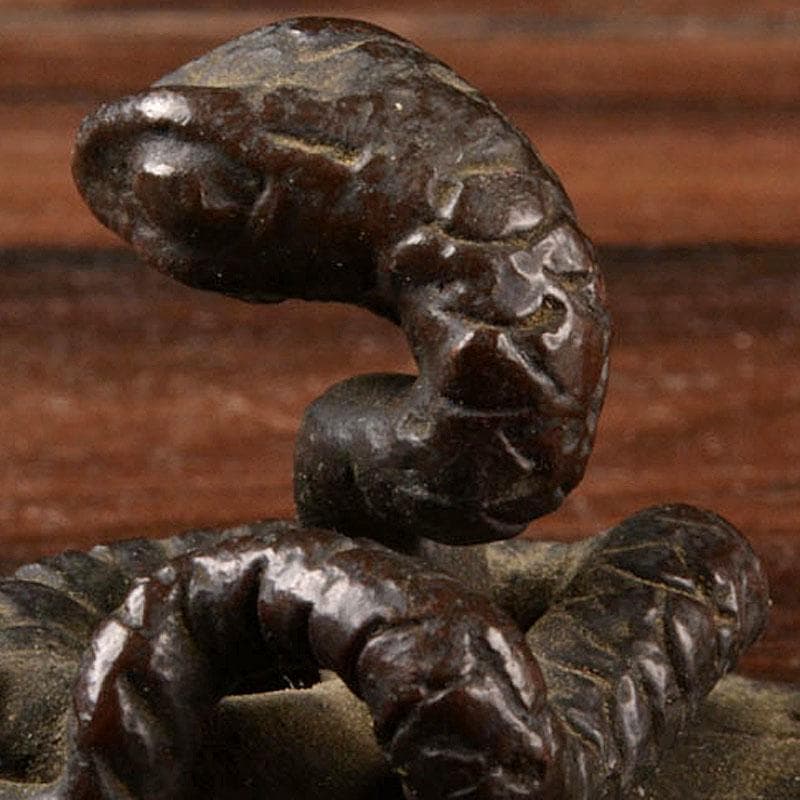 中国　古銅宣徳銅　蛇置物　蛇摘印材　V　R4737