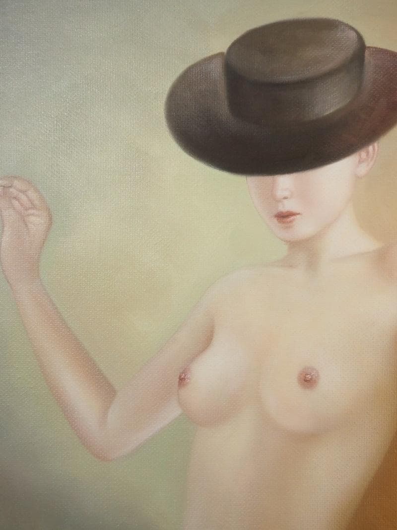 【新春売り】人物　裸婦像　油絵　高塚省吾　ハバネラ　F８　額付き　手描き　肉筆