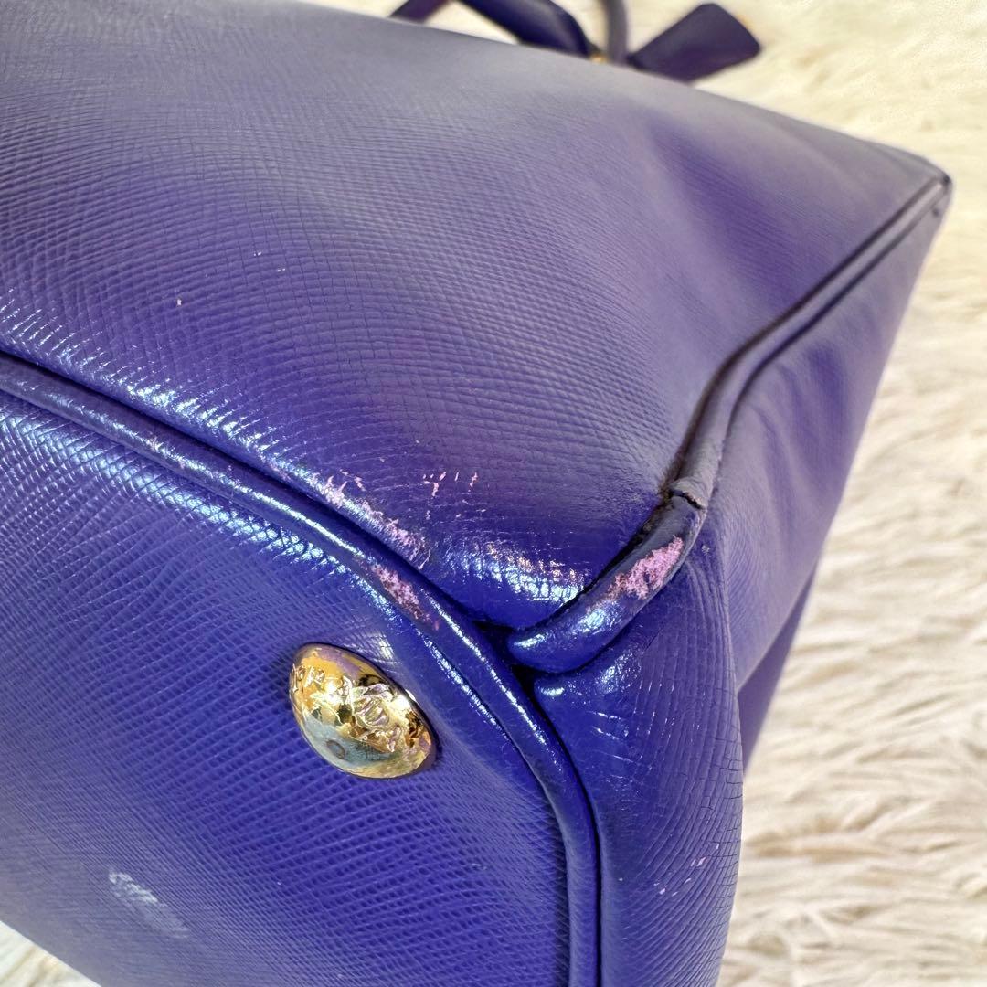 人気✨プラダ ハンドバッグ ガレリア サフィアーノ パープル 三角ロゴ レザー