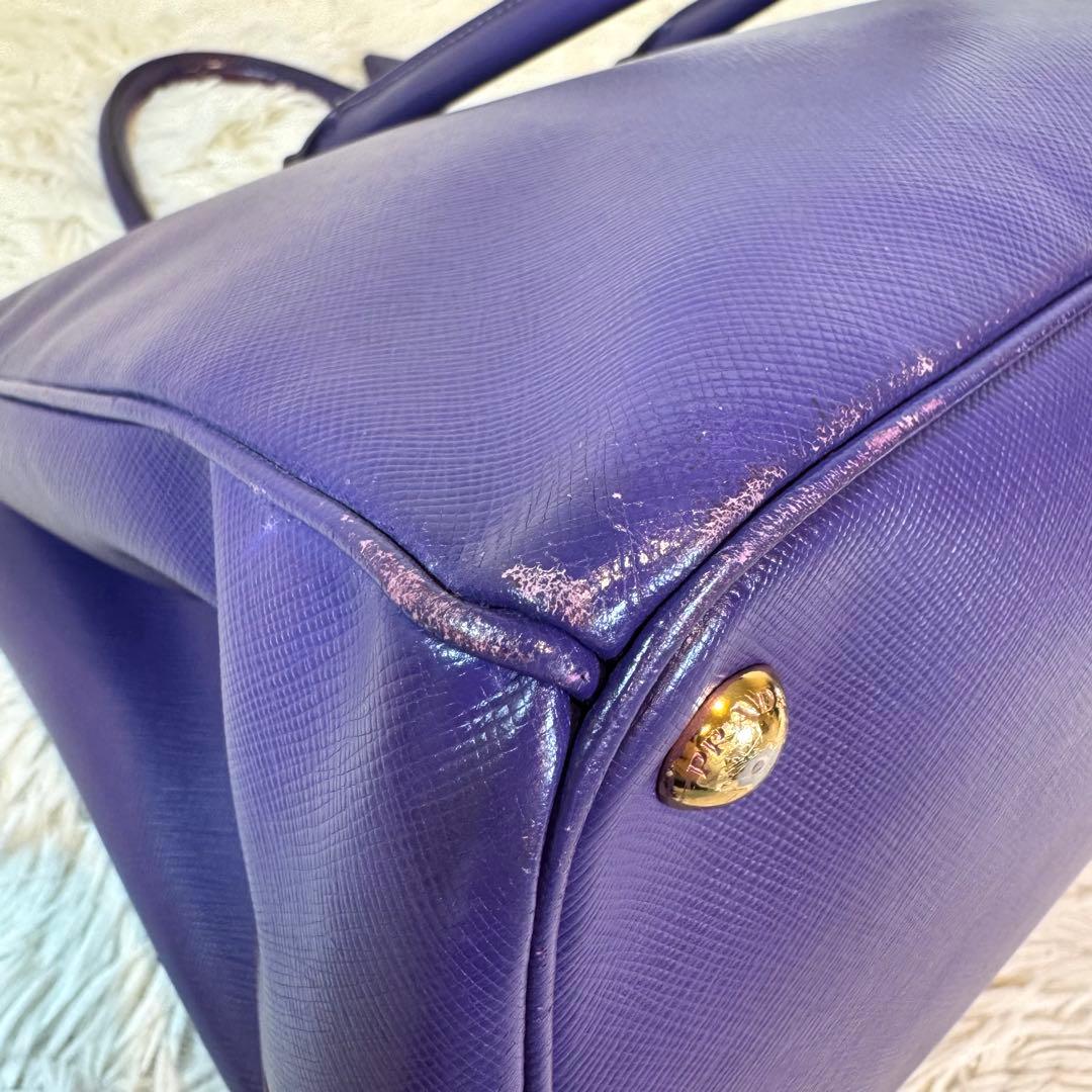 人気✨プラダ ハンドバッグ ガレリア サフィアーノ パープル 三角ロゴ レザー