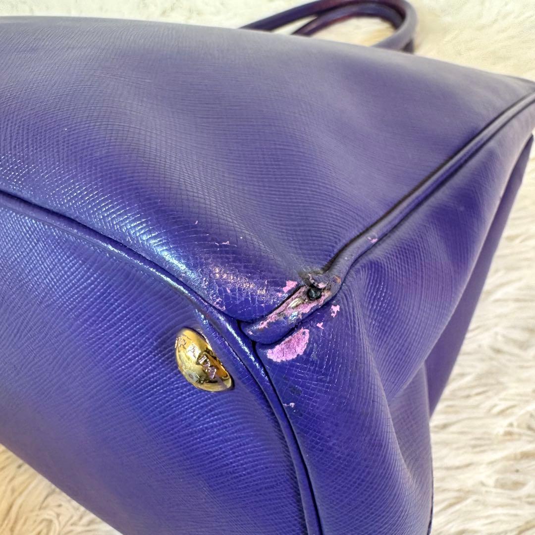 人気✨プラダ ハンドバッグ ガレリア サフィアーノ パープル 三角ロゴ レザー
