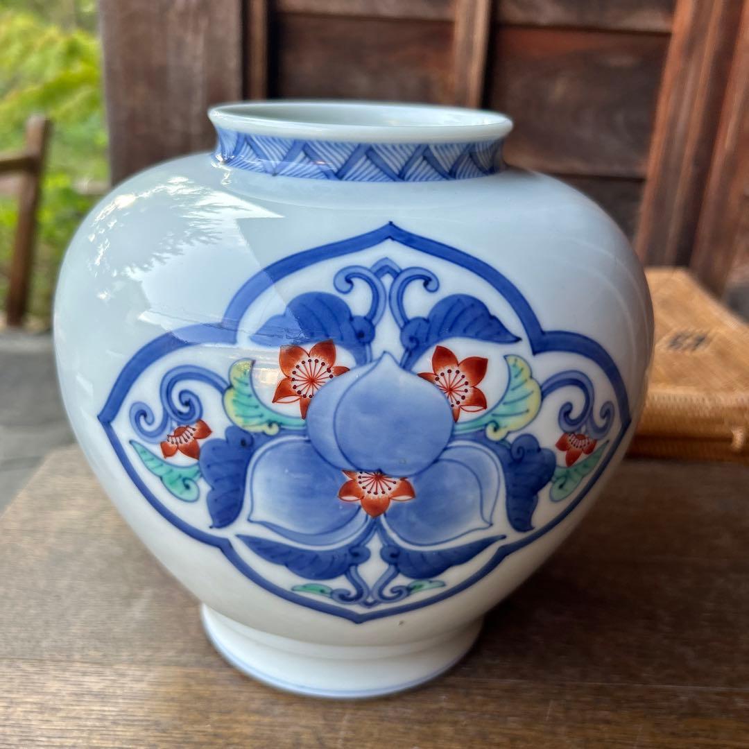 香蘭社 花柄 希少 花瓶 明治時代 オールド初期香蘭社 金彩牡丹染錦花瓶 超