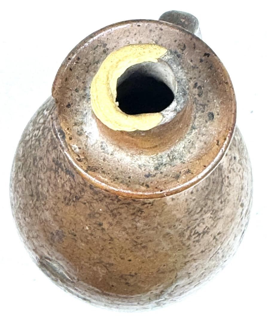 李朝 茶褐釉 手付灯火器油壺 伝世品焼物 骨董 古玩