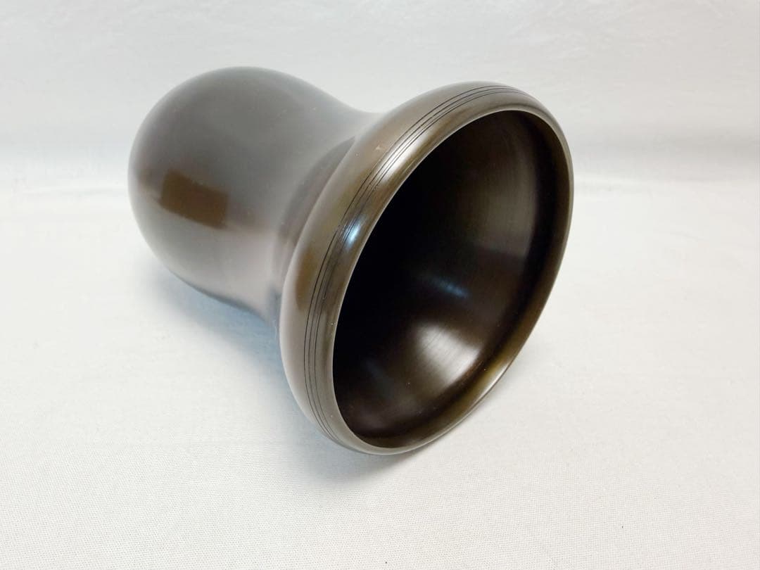 未使用 茶道具 金谷浄雲造 唐銅 槍の鞘 建水 銅印有 重さ約 0.5kg 共箱