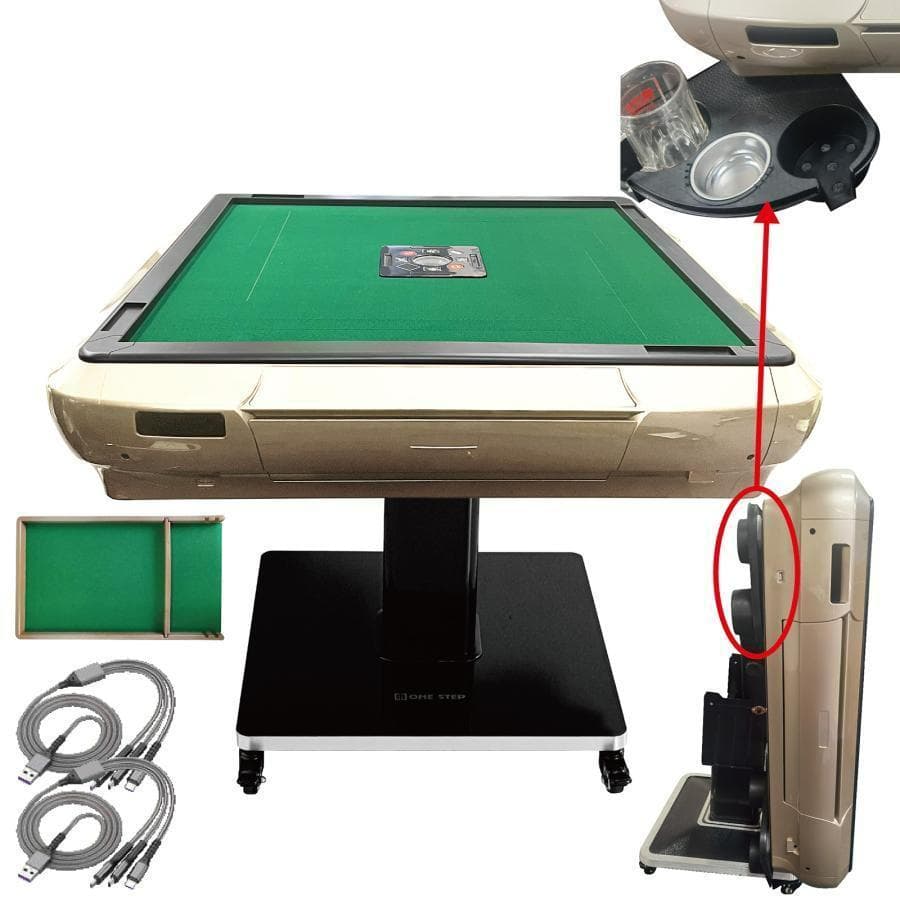 全自動 麻雀卓 ガラス製脚 折りたたみ 静音 テーブルボード付（金：28mm）