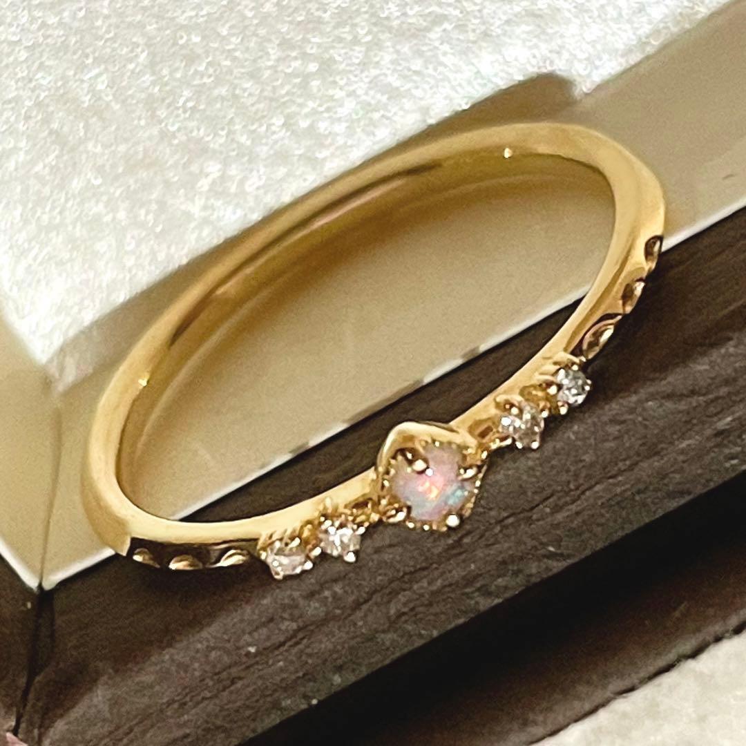 nojess K10 ダイヤモンド & オパール リング