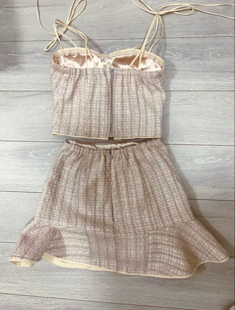 ローブドフルール　sugar フレアミニドレス　キャバドレス　ツイード ピンク