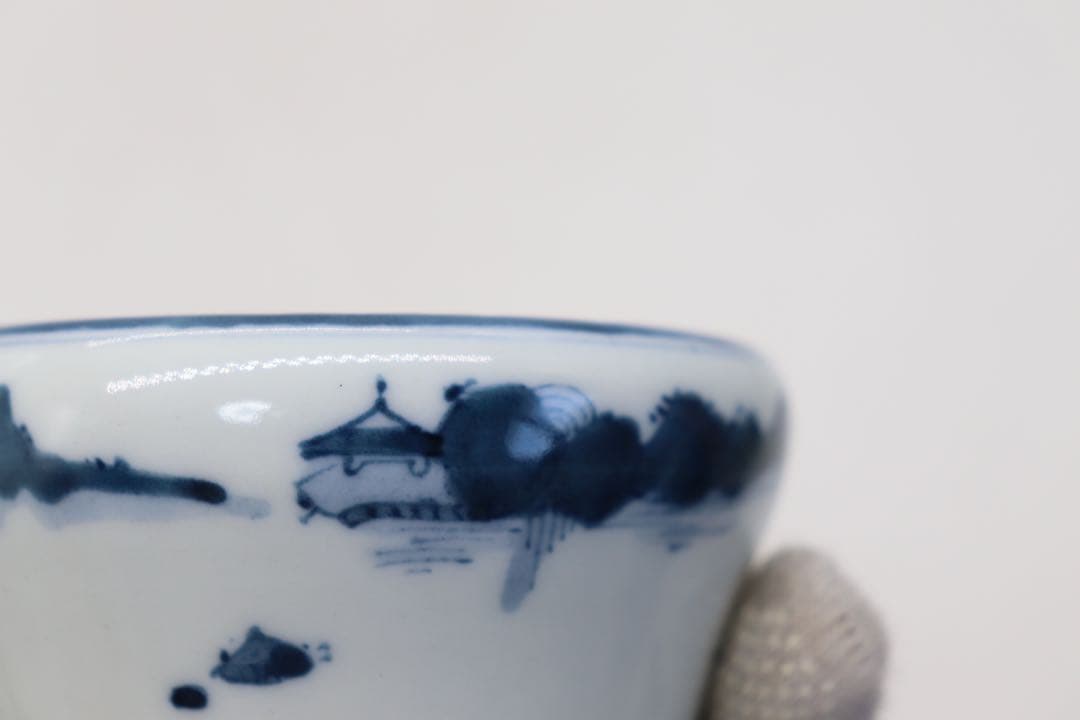 染付　水滴　山水紋　大明成化年製銘　送料込み250118