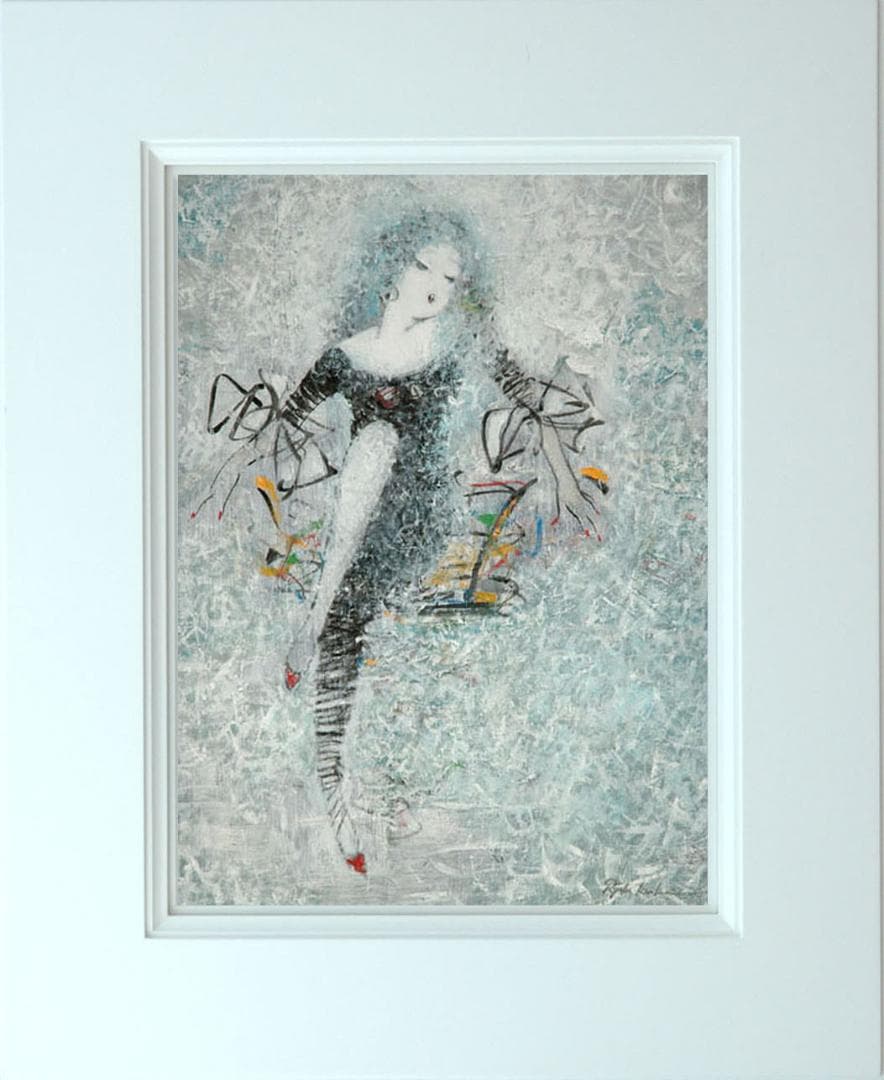 油絵 菅家令子 絵 絵画インテリア 額付(黒) uF6-010711 人物 女性